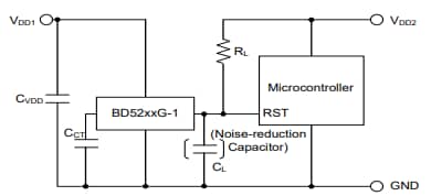 Applikations-Schaltungsdiagramm - ROHM Semiconductor BD5250G-1TR Spannungsdetektor-IC (Reset)